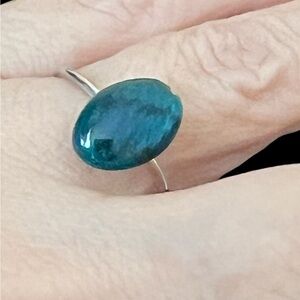 Elegant Silver and Blue Abalone Stone Ring